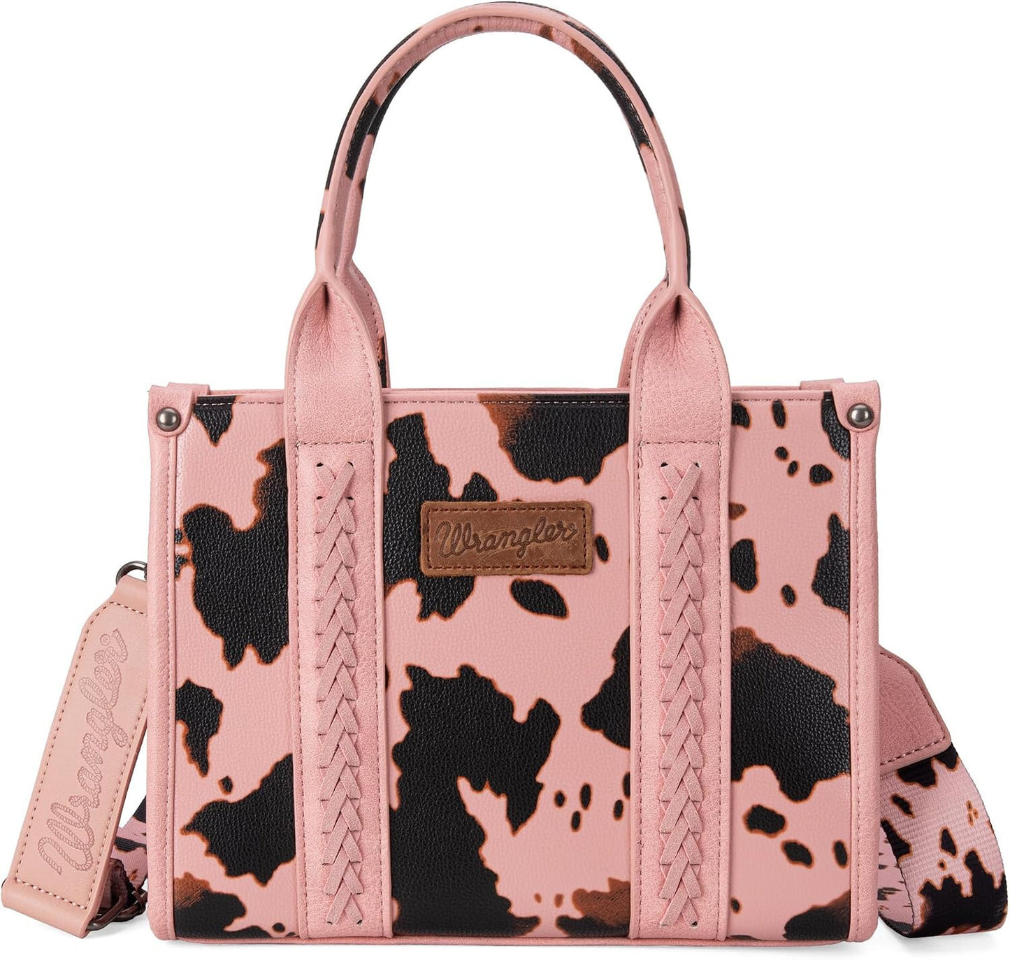 Women’s Cow Print Tote Bag Purse with Signature Strap