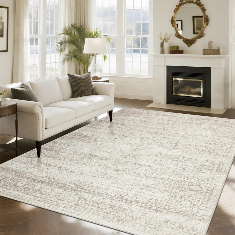 Washable Rugs 8X10 Area Rugs for Living Room,Ultra Soft Faux Wool Retro Rugs for10