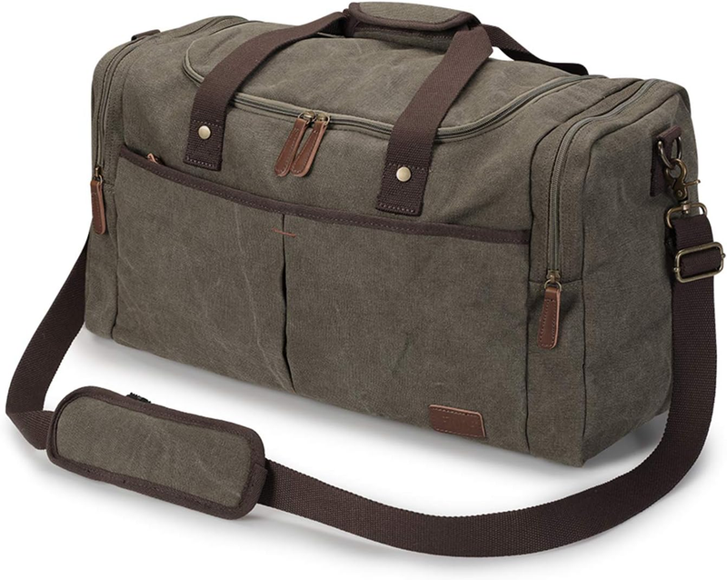 45L Canvas Duffle Bag Travel Weekender Overnight w/ Shoes Compartment Men10