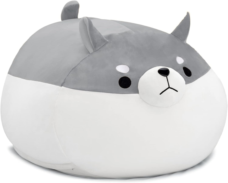 Stuffed Animal Storage Bean Bag Cover Kids Grey Shiba Inu Toy Organizer XL7