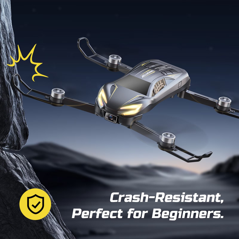 D12 2 in 1 Racing Car Drone w/ Camera LED Lights 2 Batteries Gray for Kids10