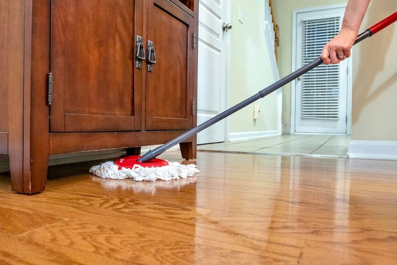 EasyWring Microfiber Spin Mop & Bucket System Red & Gray Standard Clean11