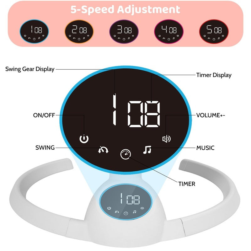 Baby Swing for Infants Bluetooth Control 5 Point 5 Speeds 10 Lullabies Pink10