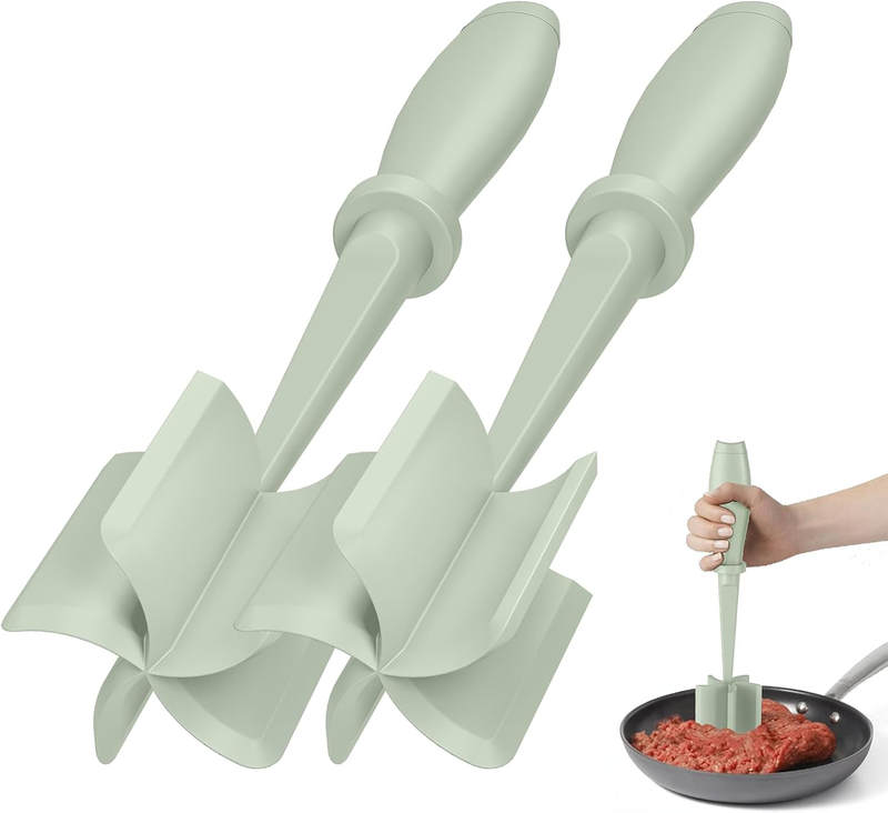 2Pcs Meat Chopper Hamburger Grinder Ground Beef Burger Smasher Green11