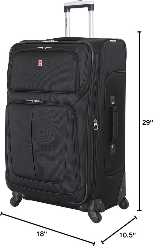 Sion Expandable Softside Spinner Luggage Large Checked Suitcase Black10