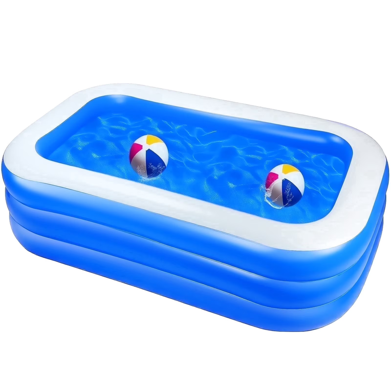 Inflatable Pools Kiddie Pool, 71" X 47" X 24" Indoor Rectangle Swimming Pool for10