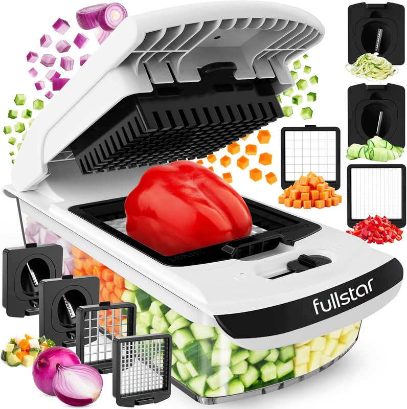 4-in-1 Vegetable Chopper & Spiralizer Food Chopper with Container White11