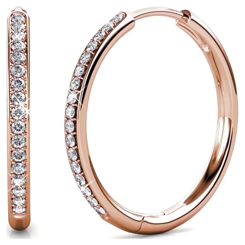 Bianca 18K Rose Gold Plated 25Mm Hoop Earrings with Crystals for Women10