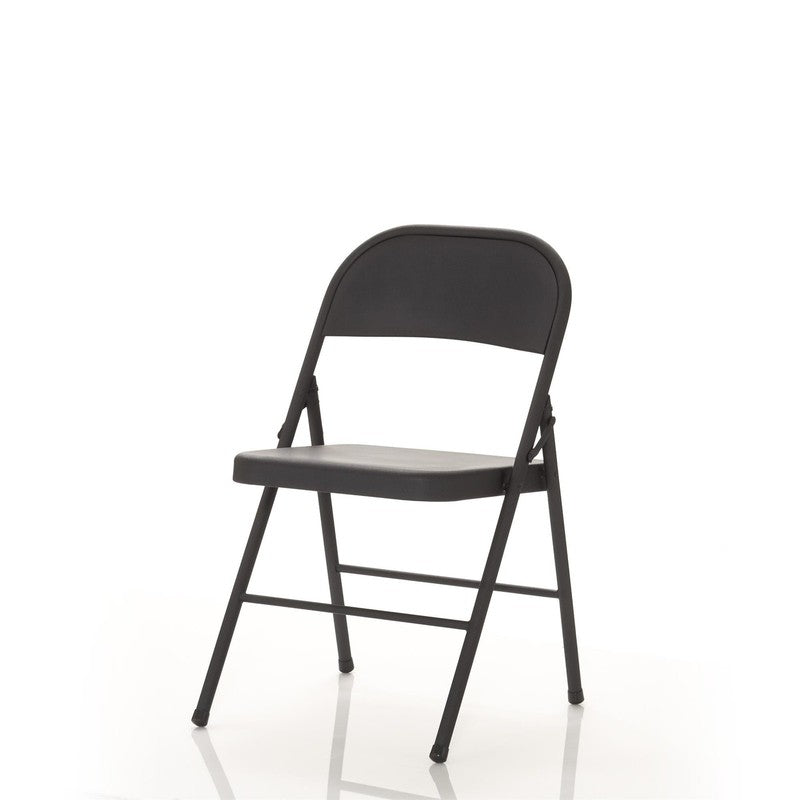 All Steel Metal Folding Chair, Double Braced, Black (Set of 4)11