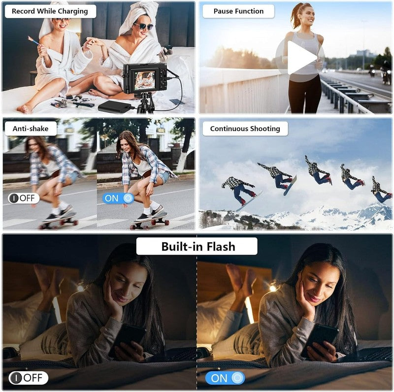4K 48MP Digital Vlogging Camera Autofocus 16X Zoom +32GB SD Card11