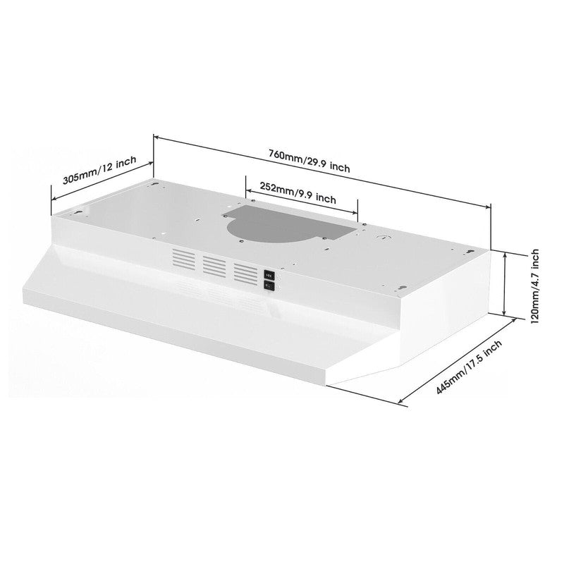 30" Under Cabinet Range Hood 280CFM Stainless Steel Duct Convertible 120V11