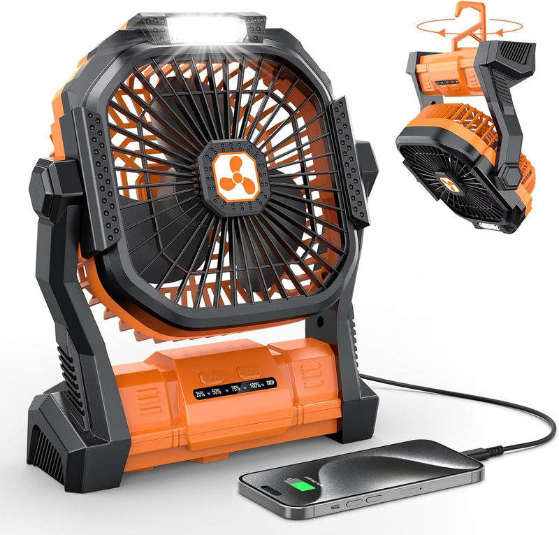 Portable Rechargeable Fan Cordless Battery LED Lantern Small Table Fan USB11