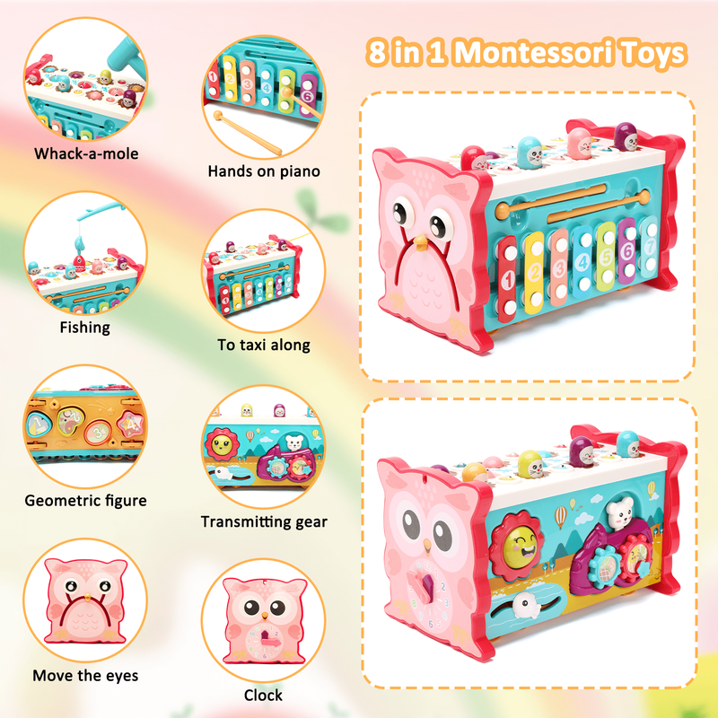 8-in-1 Baby Busy Board Learning Toys Educational Gift for Toddlers Ages 1-310