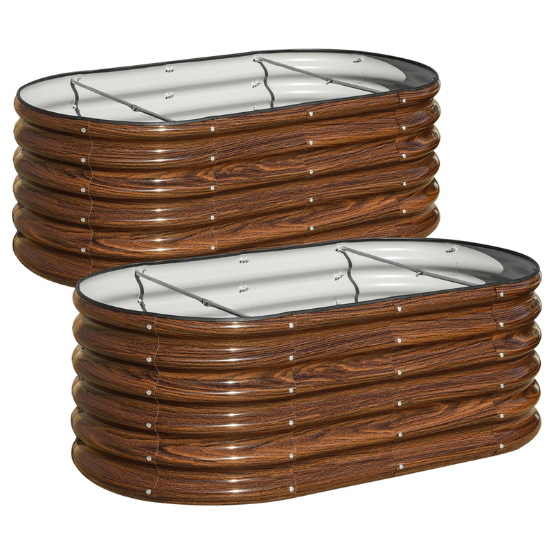 2-Pack 4X2X1.5 FT Extra-Deep Raised Garden Bed, Galvanized Metal Planter Box for10