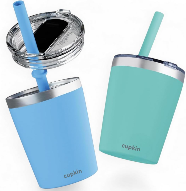 8oz Kids Stainless Steel Stackable Straw Cup Set 2 Baby Tumblers11