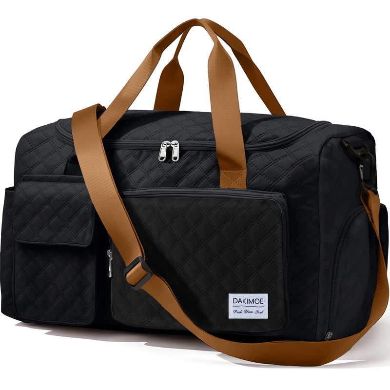 Waterproof Weekender Gym Duffel Bag Shoe Compartment Black Brown10