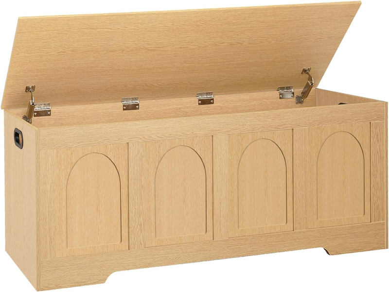 47.2'' Rattan Storage Chest Flip Top Entryway Bench Toy Box Natural10