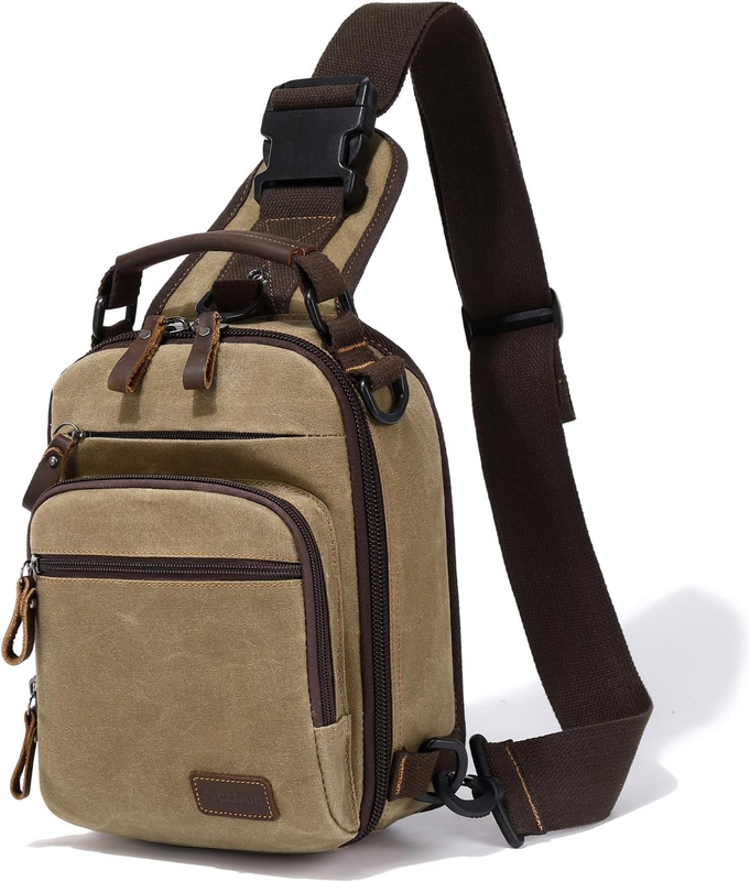 Nerlion Sling Bag Men Waxed Canvas Crossbody Chest Bag Water Resistant Daypack10