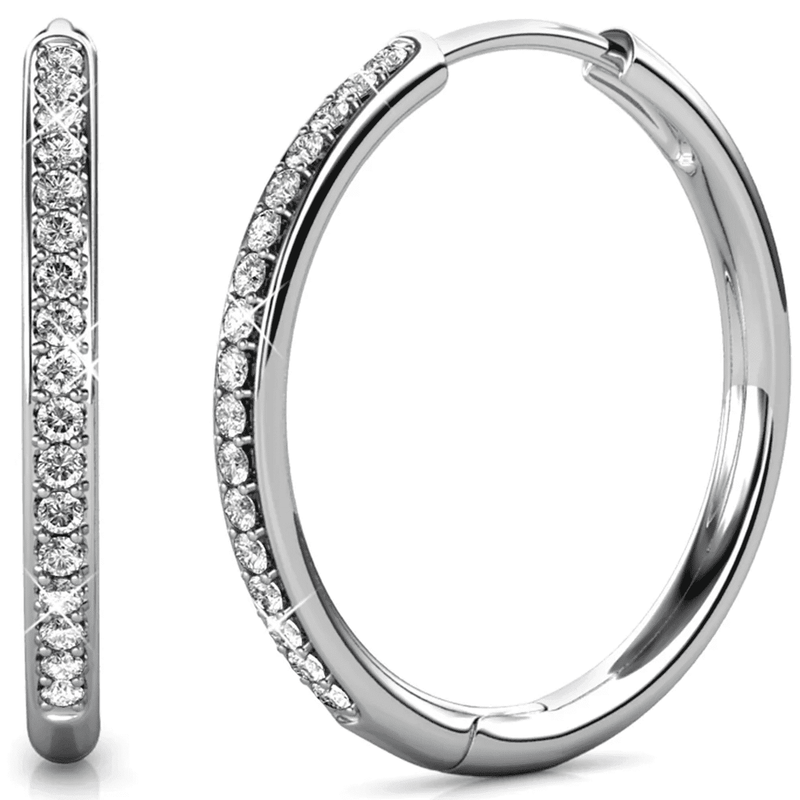 Bianca 18K White Gold Plated 25Mm Hoop Earrings with Crystals for Women10
