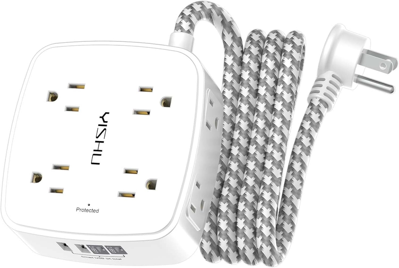 6FT Surge Protector Power Strip 8 Outlets 4 USB 2 USB C Flat Plug White11