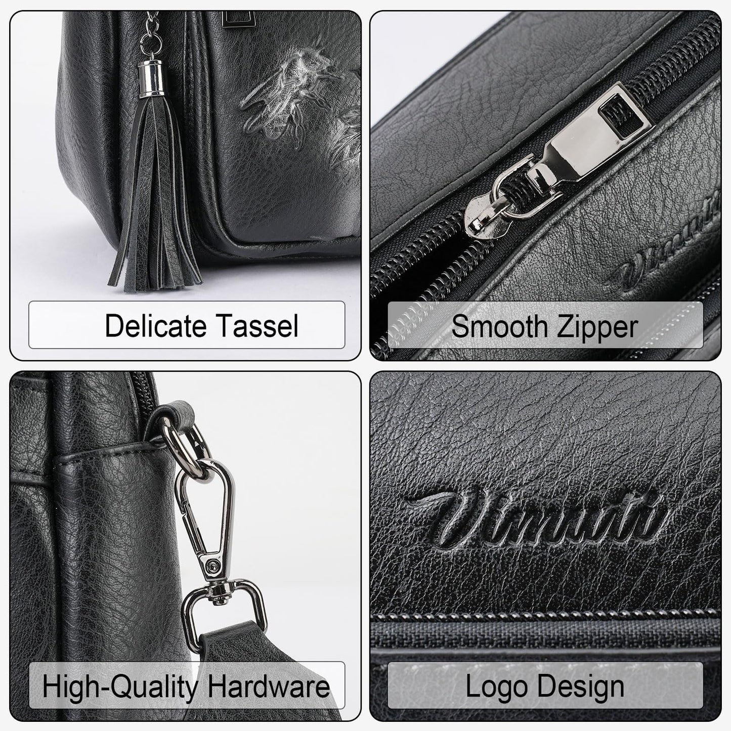 Stylish Vegan Leather Crossbody Bag for Women, Embossed Design, Fashion Purse4