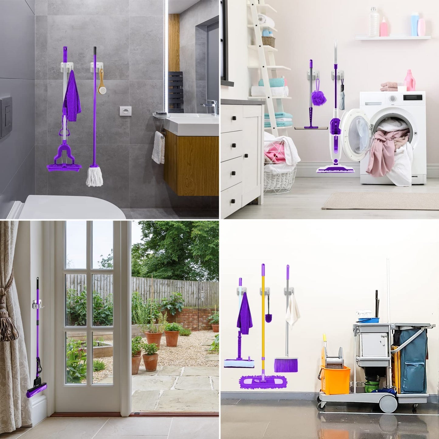 Heavy Duty Wall Mount Broom Holder - Stainless Steel Mop Gripper Rack for Laundr5