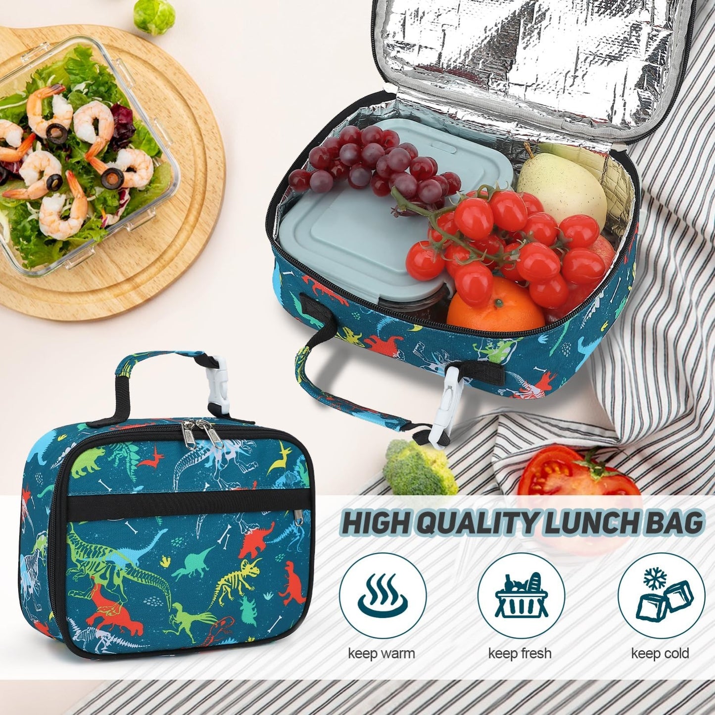 Luminous Boys Backpack Set 3PCS with Lunch Box & Pencil Case School Gear6