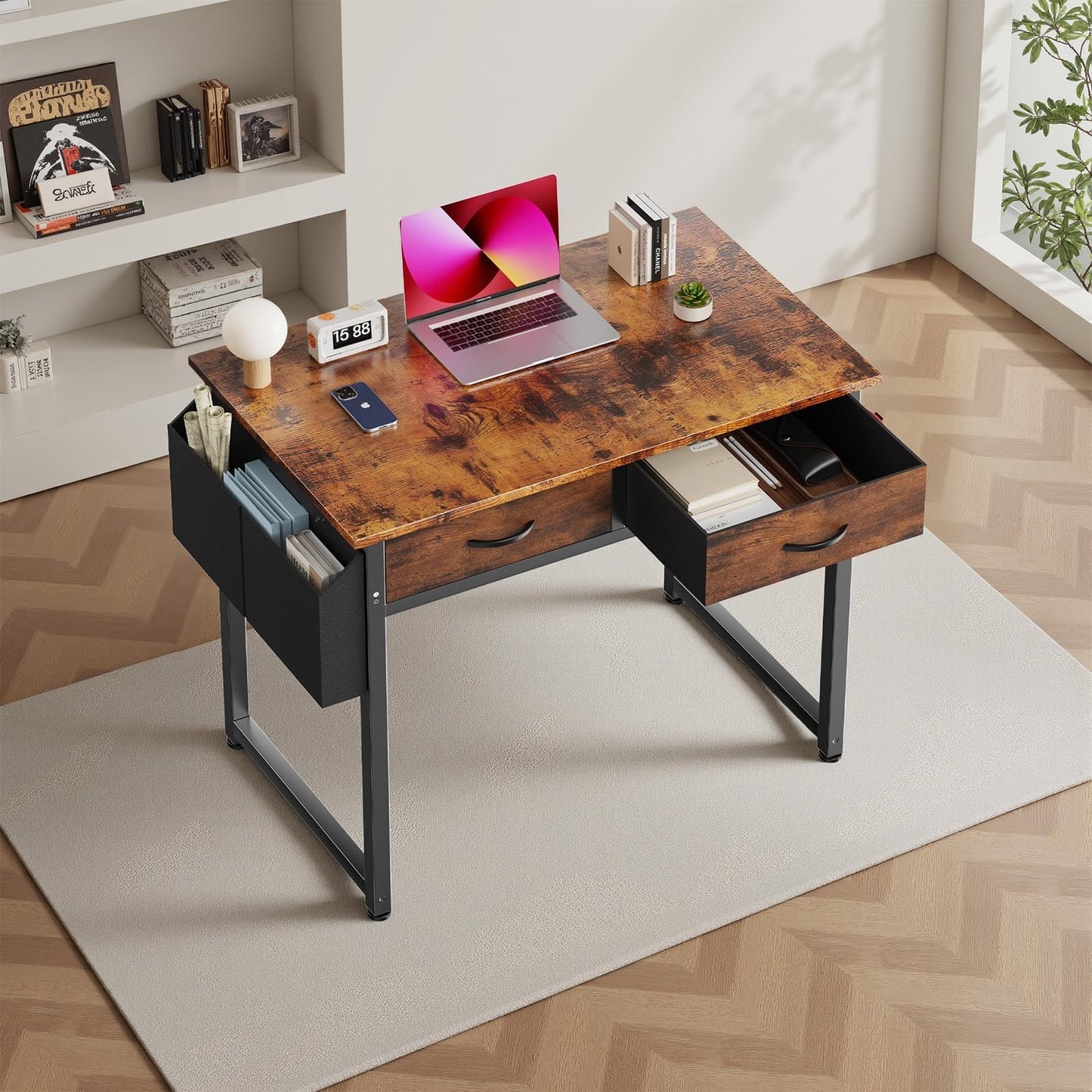 32" Home Office Desk with Drawers, Gaming Writing Table, Storage Bag & Headphone8