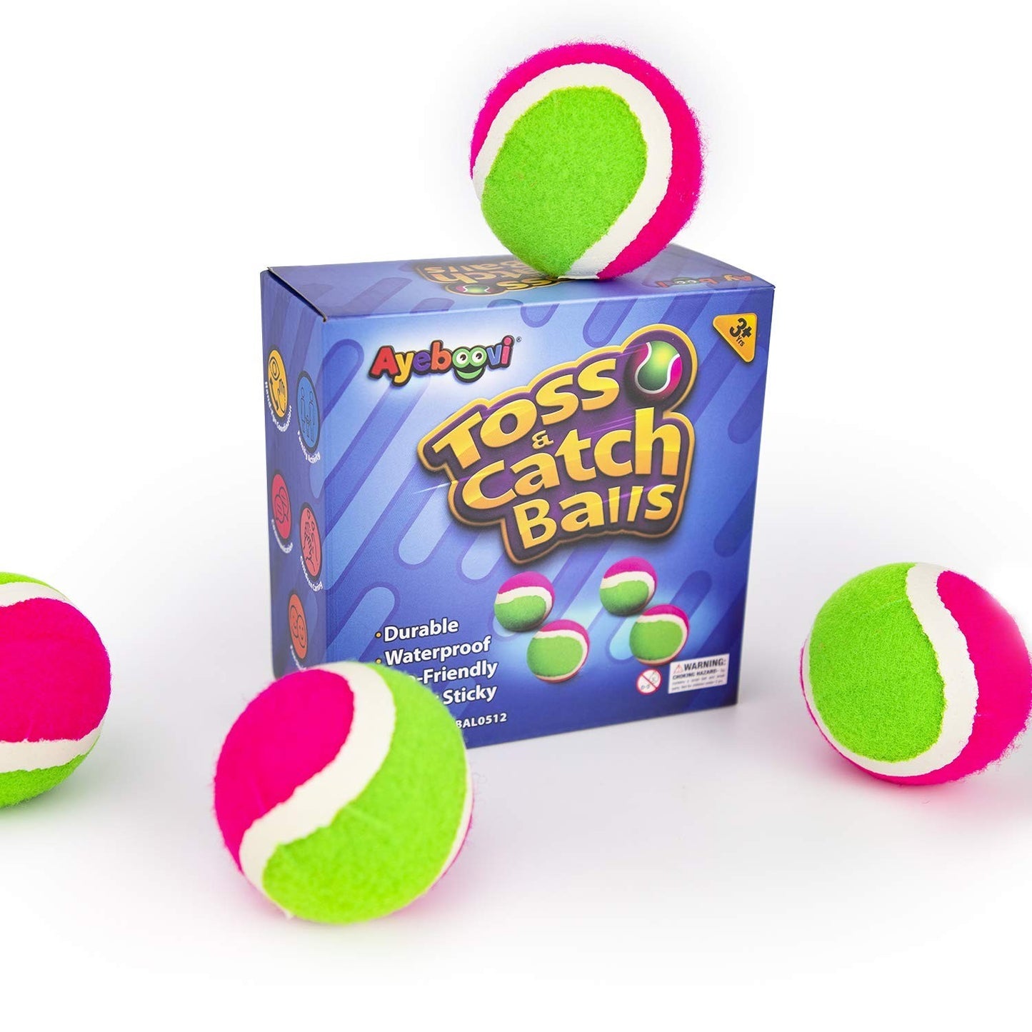 Sticky Balls Replacement Set 4 Pack, 2.6" Diameter, Ideal for Toss & Catch Gam6