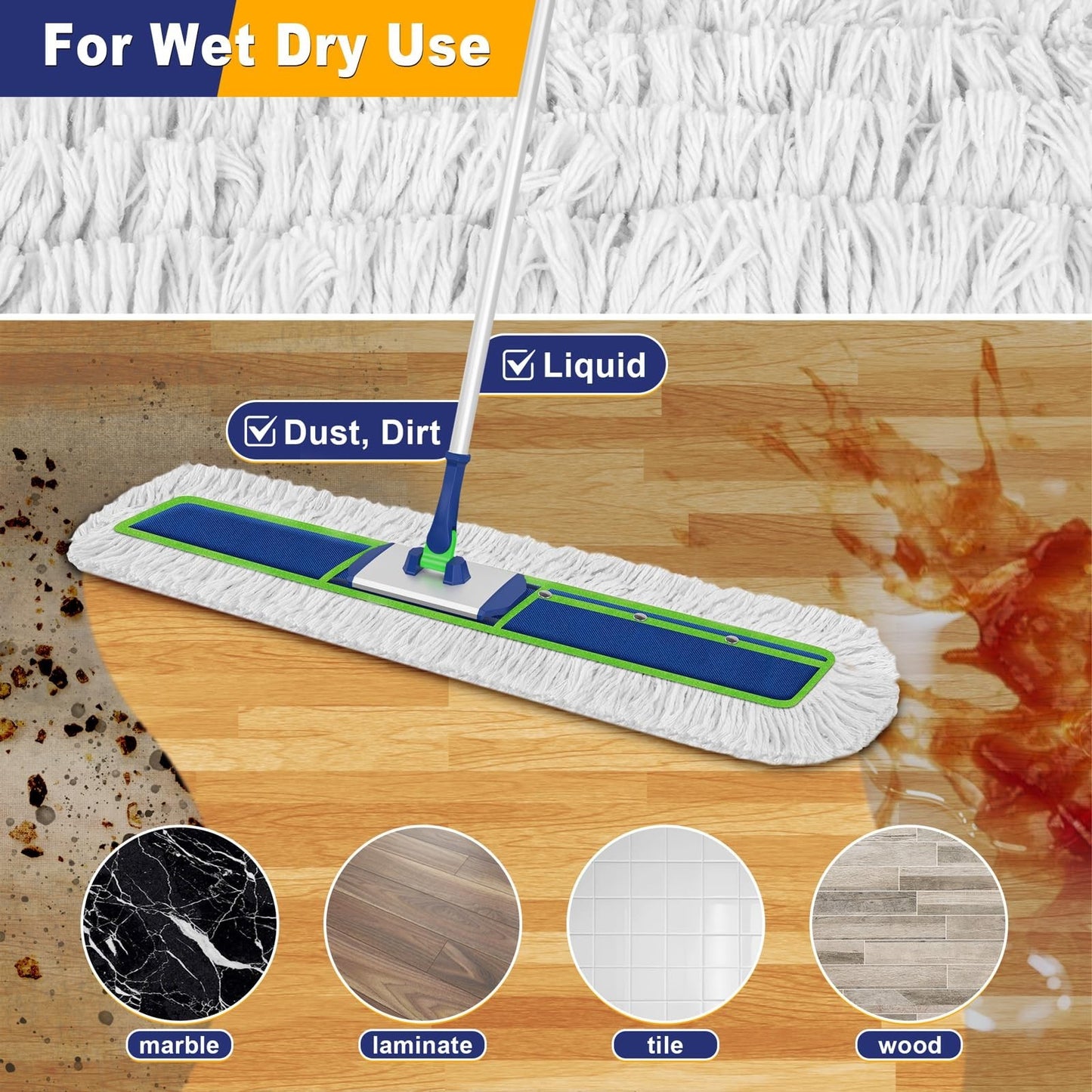41" Commercial Dust Mop Replacement Pads - Heavy Duty, Washable, 10 Pack5