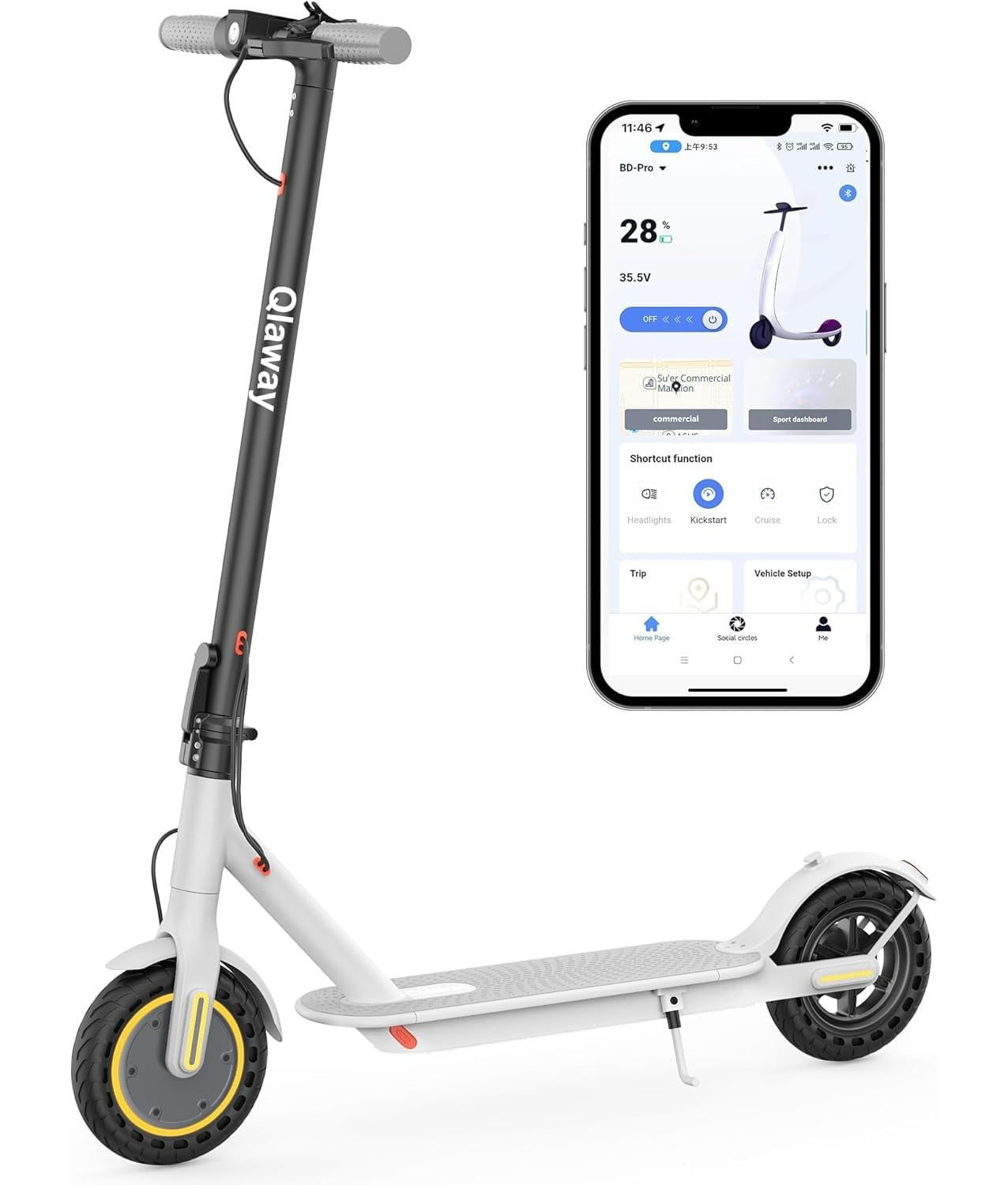 Electric Scooter 8.5''/10'' - 19/20MPH, 700/1000W Motor, 15/22 Miles Range, Port8