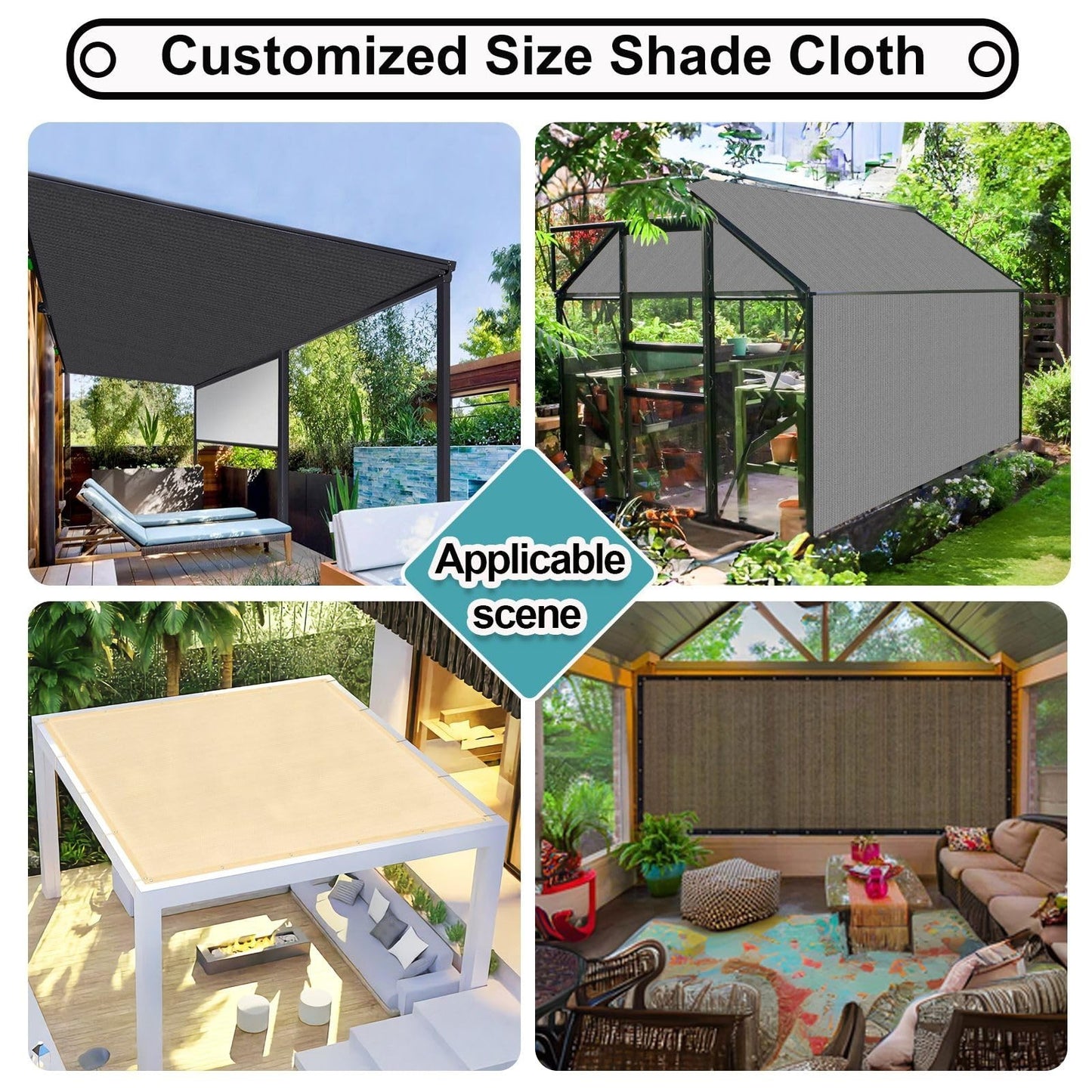 90% Sun Shade Cloth Canopy 8' x 12' with Grommets Outdoor Patio Garden Tarp, M6