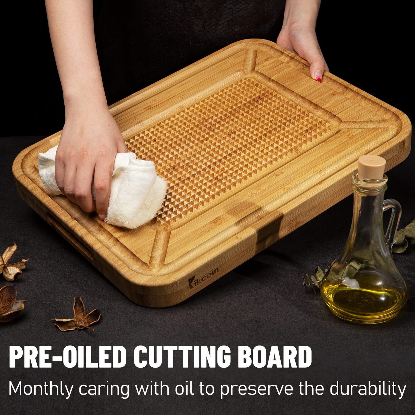 Heavy Duty Bamboo Carving Board for Thanksgiving - Meat Cutting Board with Juice5