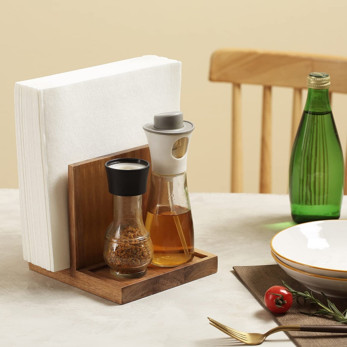 Wooden Napkin Holder Caddy for Salt & Pepper Shakers - Kitchen, Bar, Home Décor7