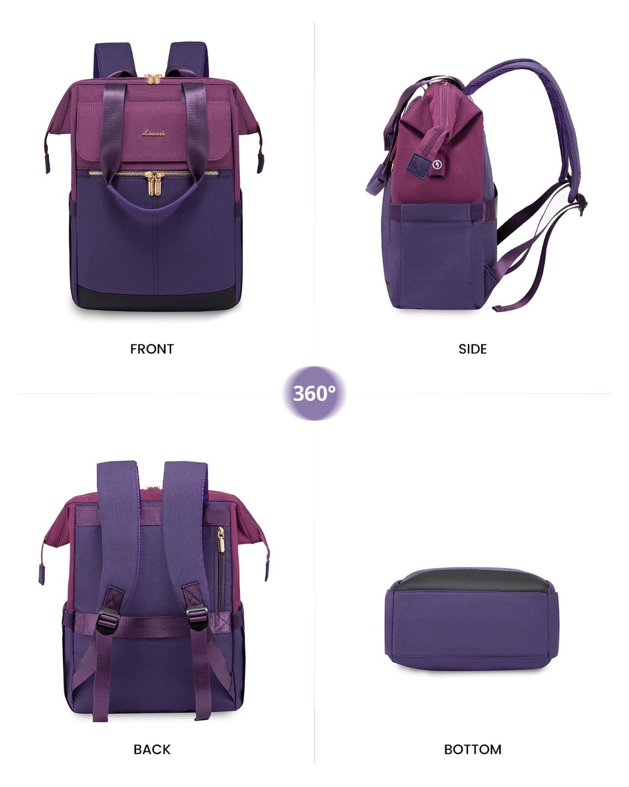 Stylish 17.7" Laptop Backpack for Women, USB Port, Waterproof Travel Bag, Blue P8