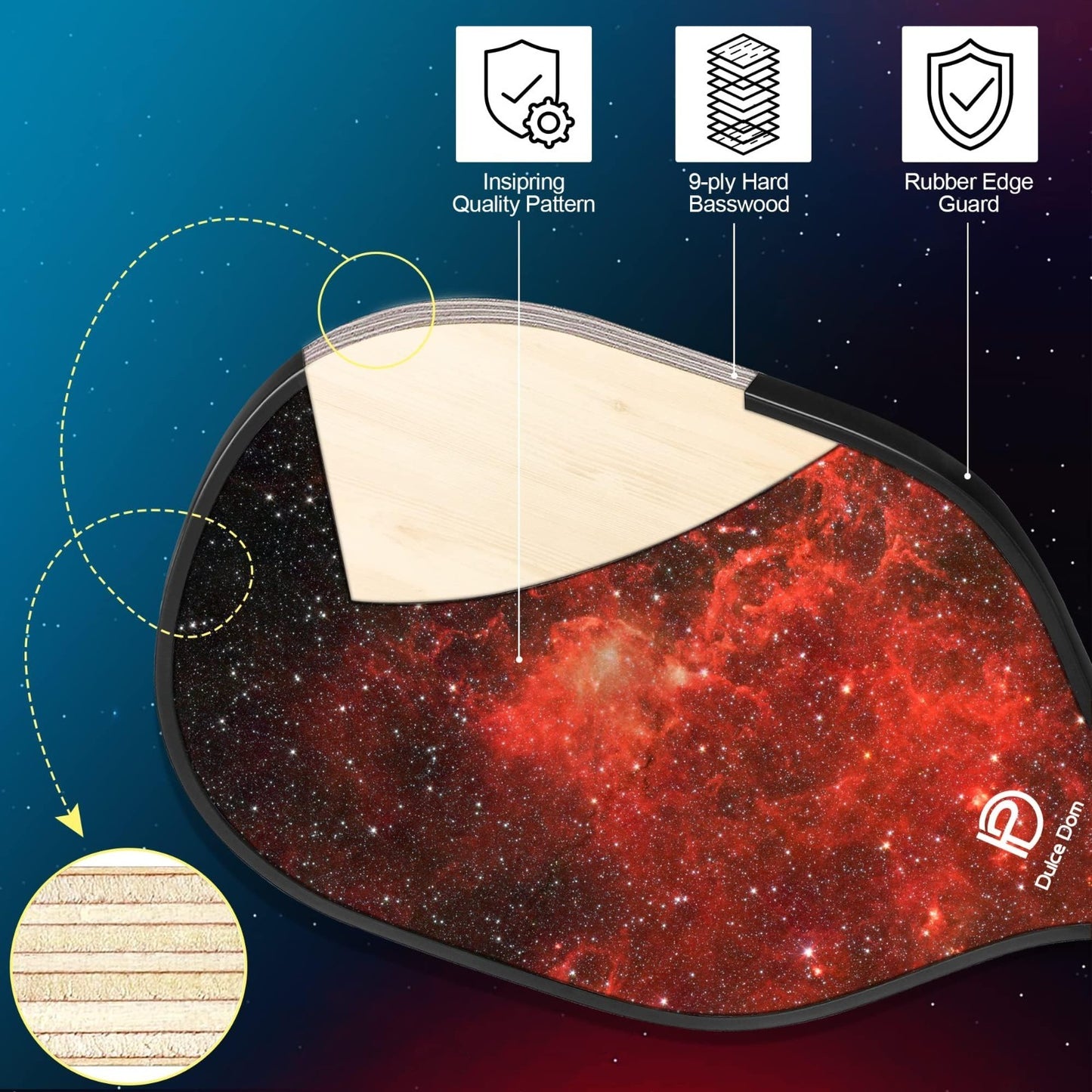Pickleball Paddles Set of 2/4 - USAPA Approved, Fiberglass/Graphite Rackets, Car6
