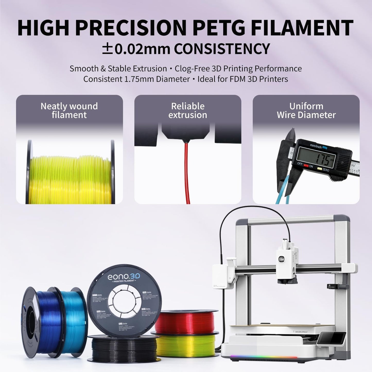 Translucent PETG Filament 1.75mm 6-Color Bundle 6kg for 3D Printing & Art Models7