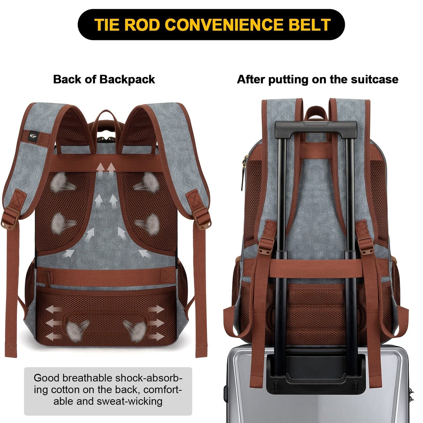 Stylish Canvas Laptop Backpack for Men & Women, 15.6" Rucksack, Large Capacity T5