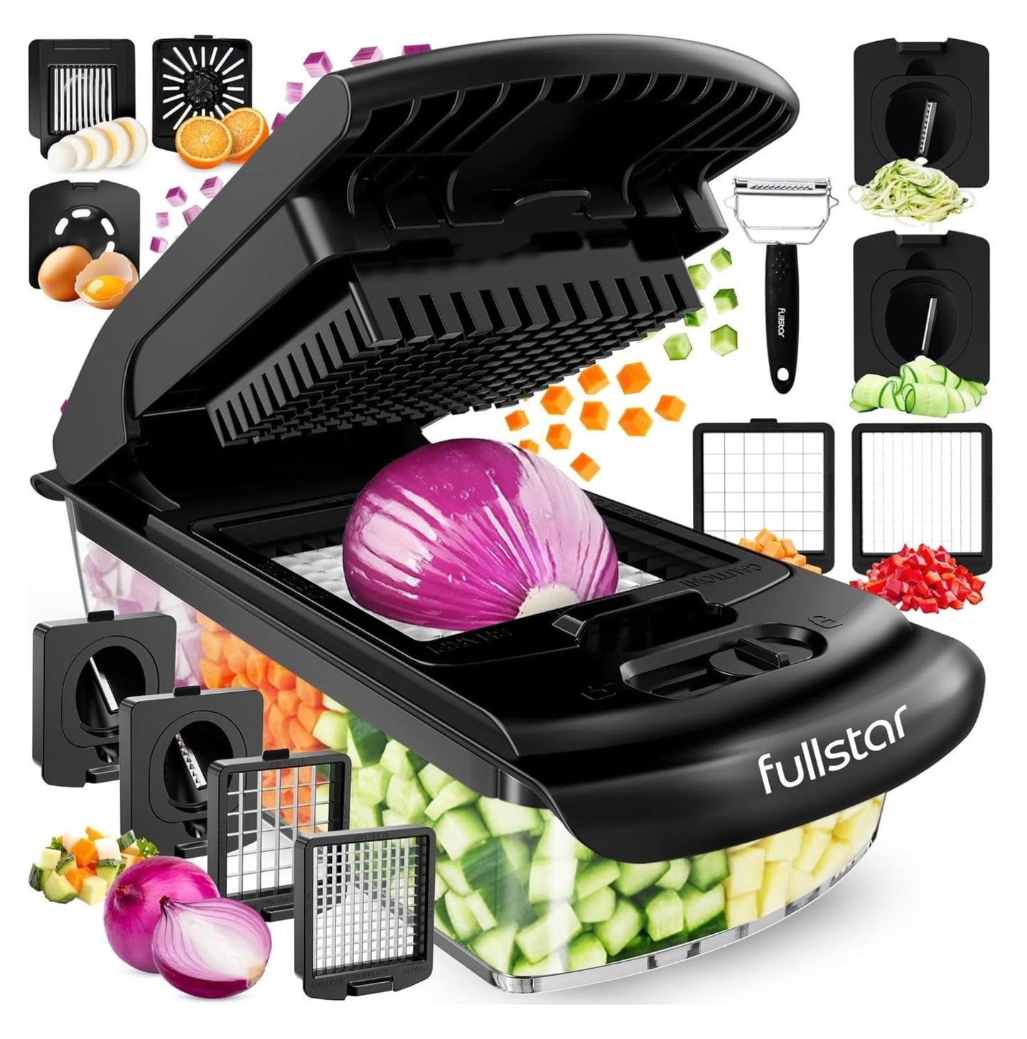 9 in 1 Vegetable Chopper & Spiralizer Food Slicer with Container, Kitchen Gadg1