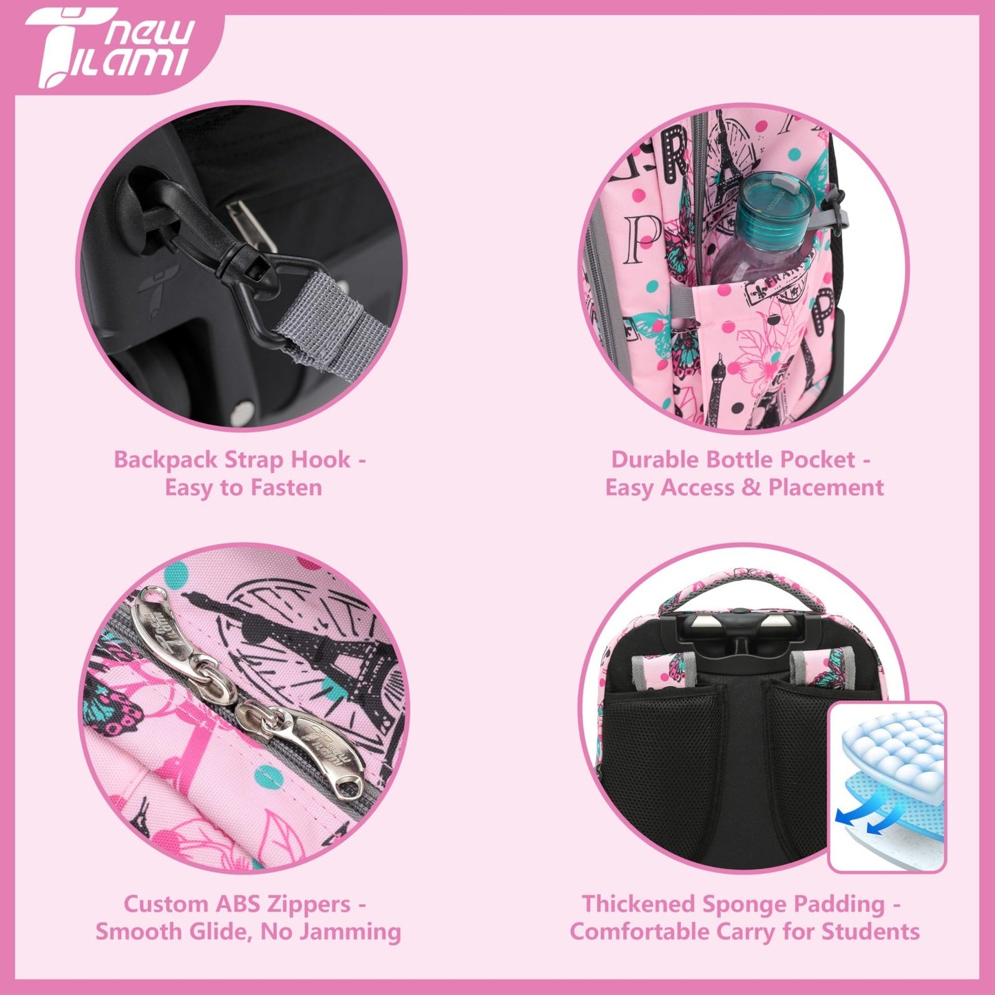 18 Inch Rolling Backpack with Lunch Bag for Kids School Travel, Durable & Styl8