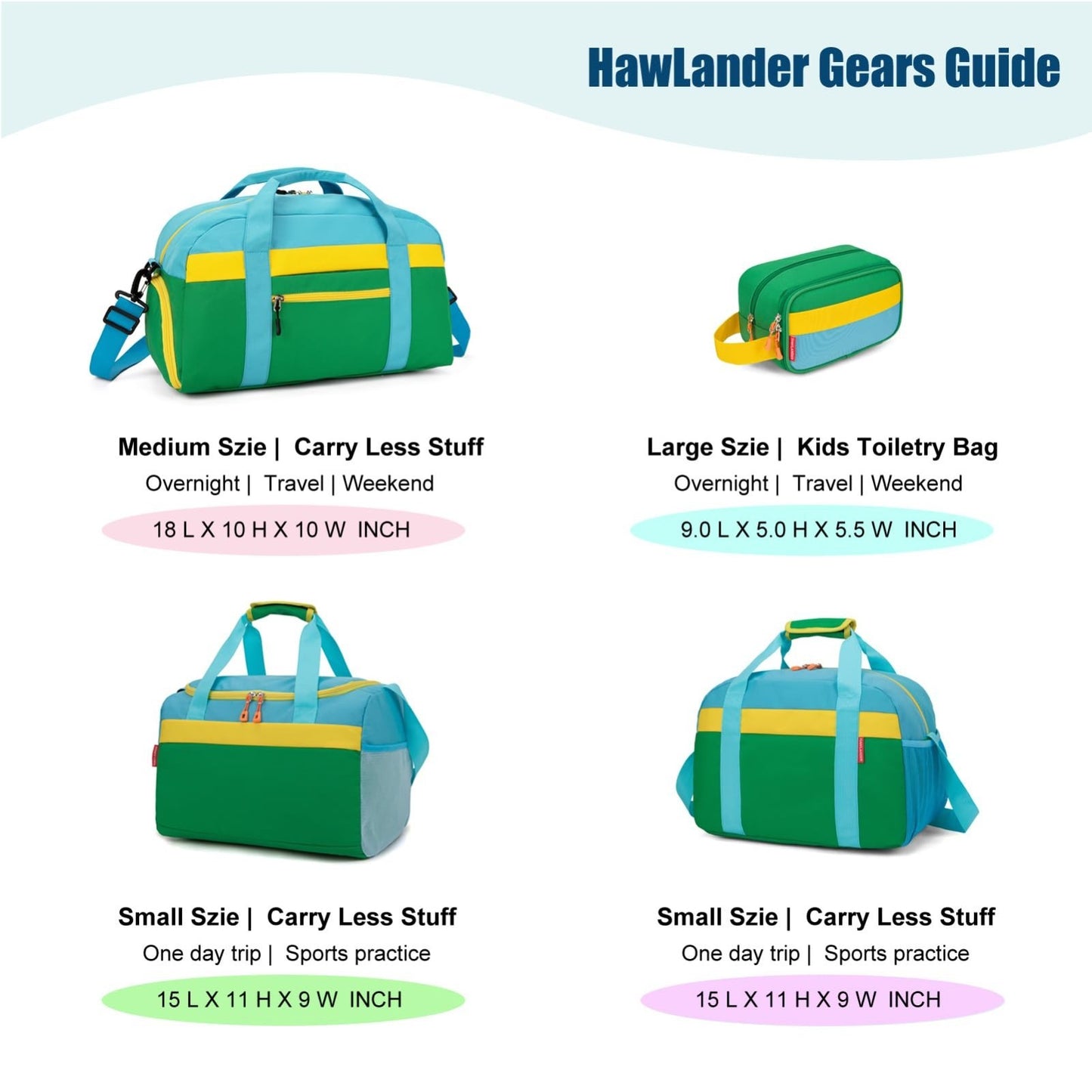 Spacious Kids Duffle Bag for Travel & Weekend Getaways, 22"x12"x12", Durable Pol8