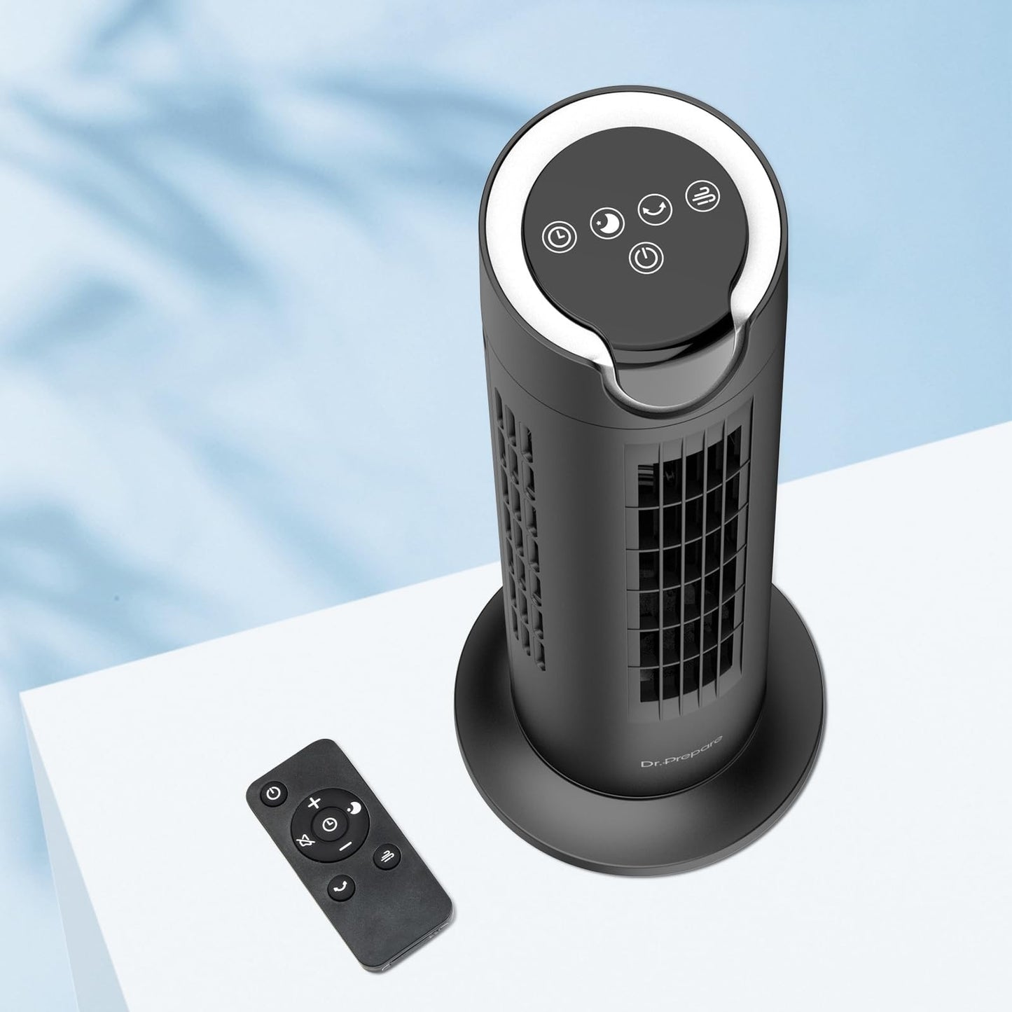 Quiet Bladeless Tower Fan with Remote, 8 Speeds, 80° Oscillation, 16" Portable I6