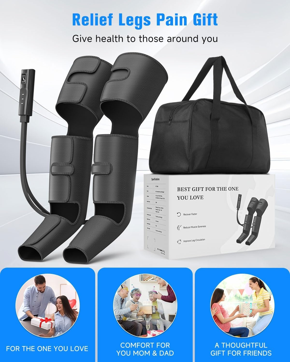 Leg Compression Boots - Foot Massager with Heat, 3 Modes & Intensities, Muscle R7