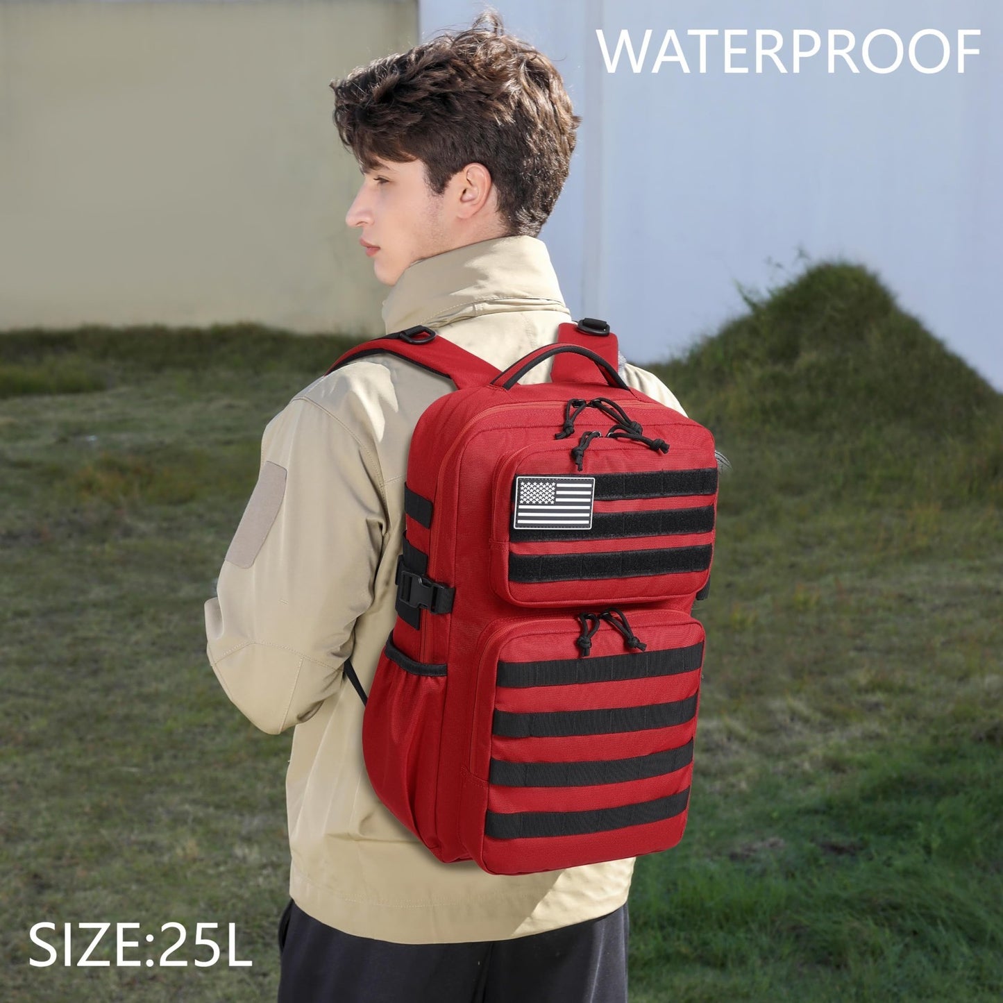Waterproof Military Tactical Backpack 3 Day Assault Pack, Molle Daypack with W3