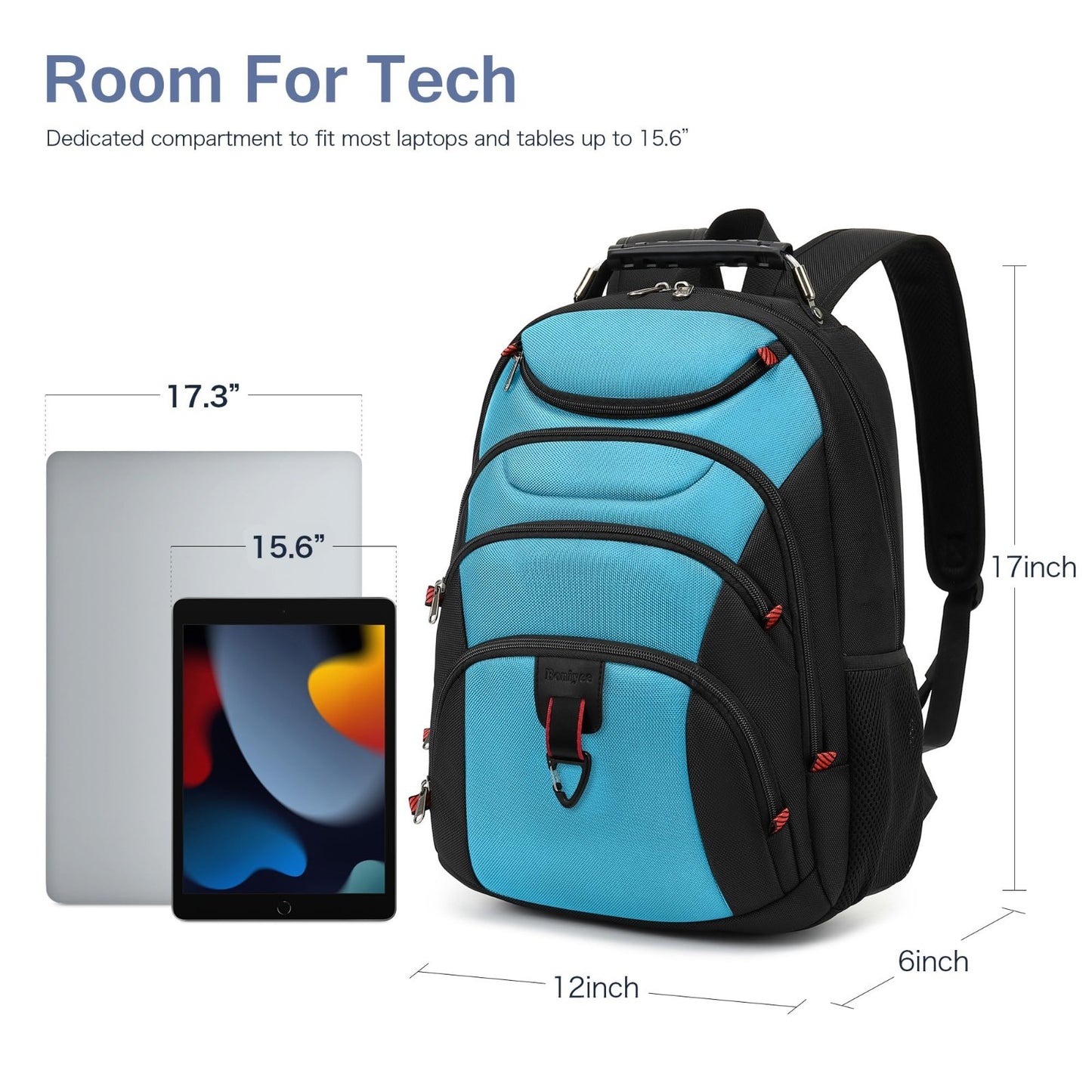 15.6" Waterproof Laptop Backpack with USB Port, Anti Theft Travel Bag, Casual Of4