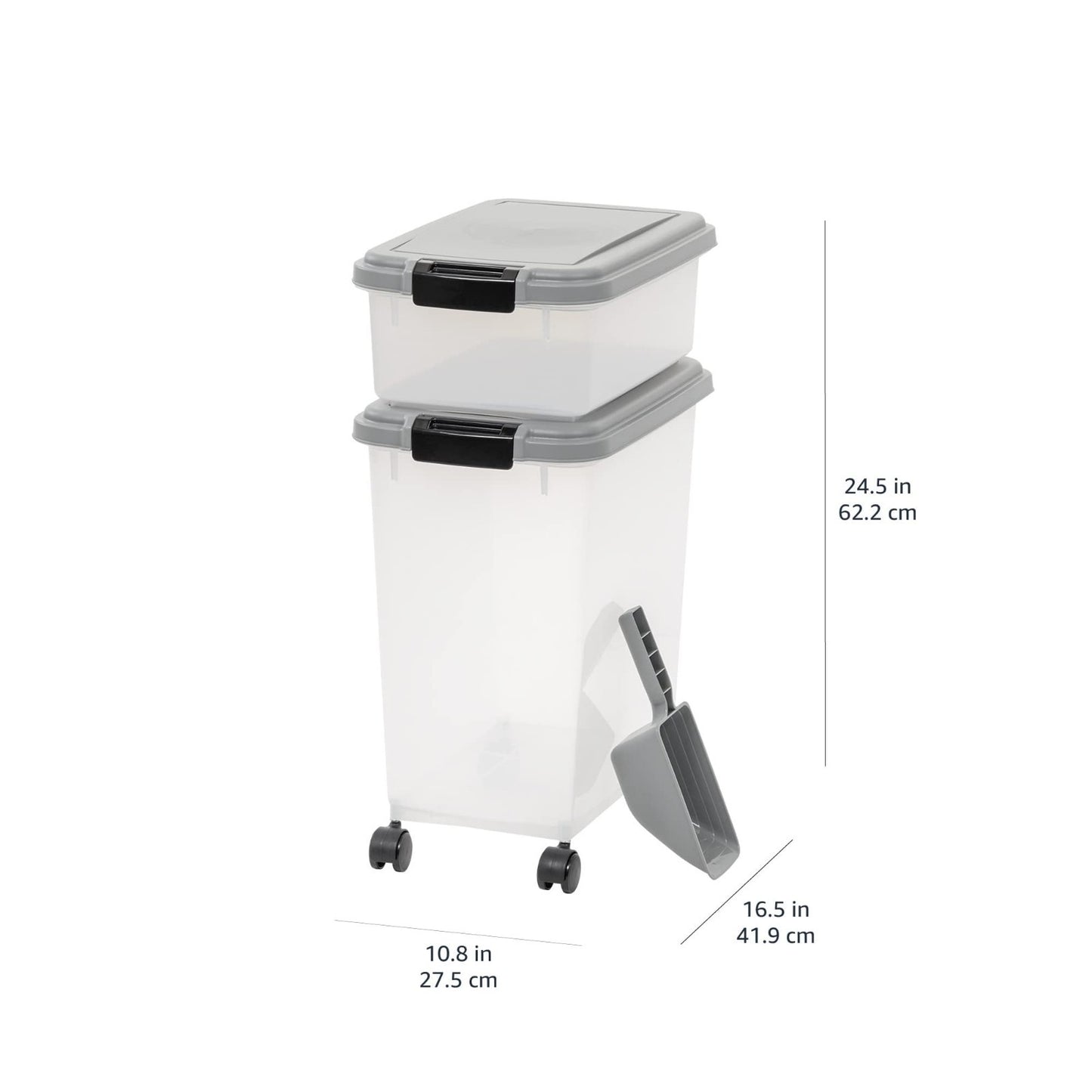 Airtight Pet Food Storage Containers Combo - 3-Piece Set, BPA Free, Wheels, 33QT12