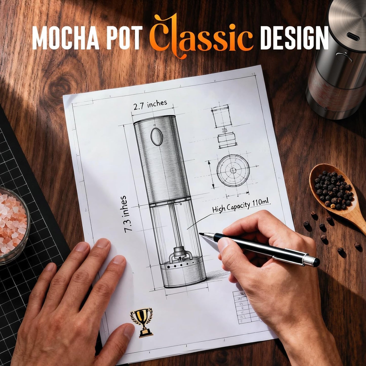 Rechargeable Electric Salt & Pepper Grinder Set Automatic Adjustable Coarsenes4