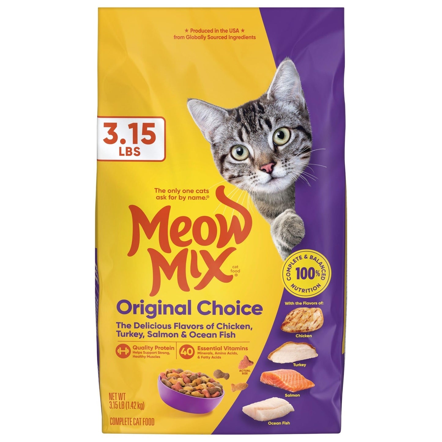 Original Choice Dry Cat Food 3.15 lb Bag, Healthy Nutrition for Cats, Grain Fr9