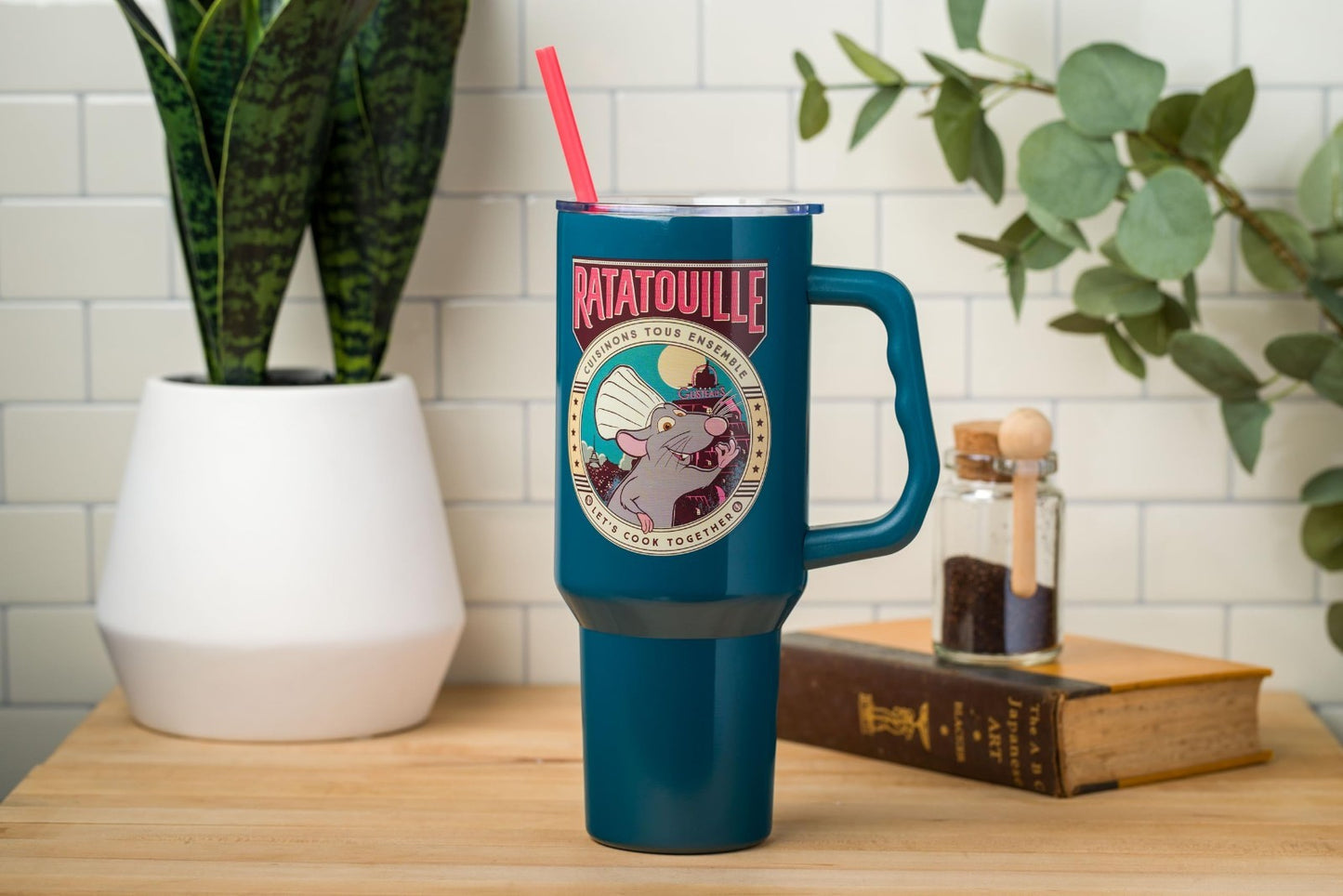 40oz Double Walled Stainless Steel Tumbler with Handle & Straw Disney Pixar Re7