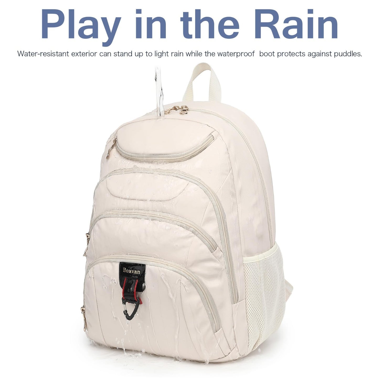 Stylish 15.6" Laptop Backpack for Women, USB Port, Waterproof, Anti Theft, Cream4